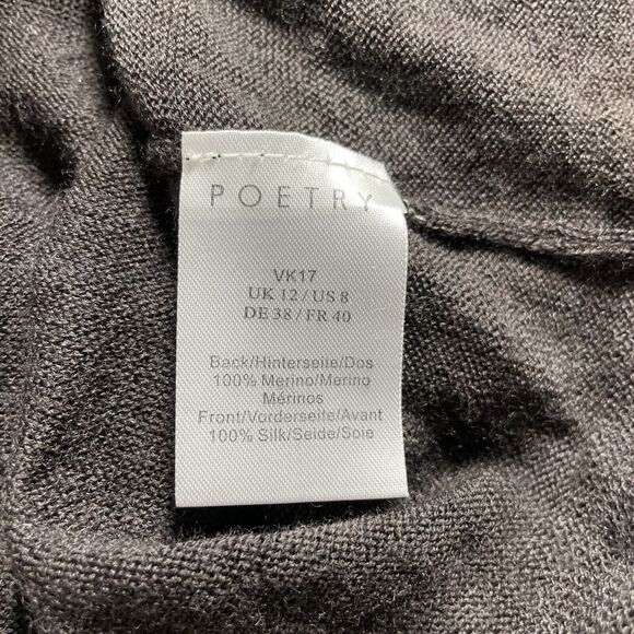 Poetry Silk Floral Panel Merino Wool Long Sleeve Plum Shift Dress Women's Size 8 - Picture 8 of 16